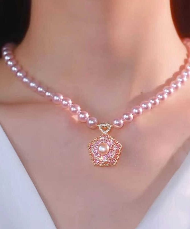 Necklace Alloy Original Pendant Design Pearl Pink