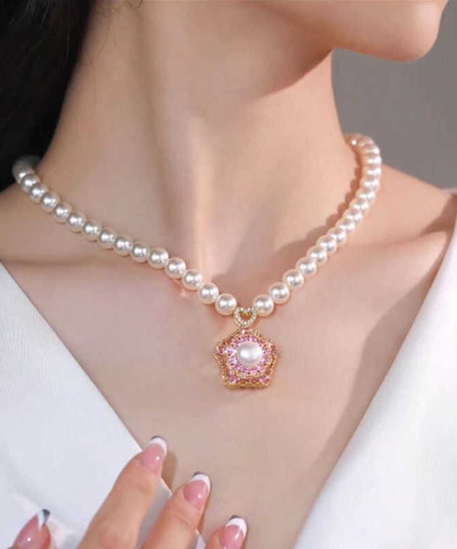 Necklace Alloy Original Pendant Design Pearl Pink