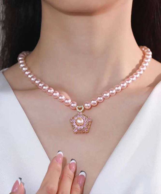 Necklace Alloy Original Pendant Design Pearl Pink