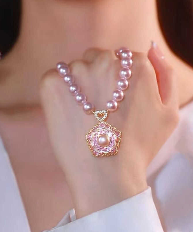 Necklace Alloy Original Pendant Design Pearl Pink