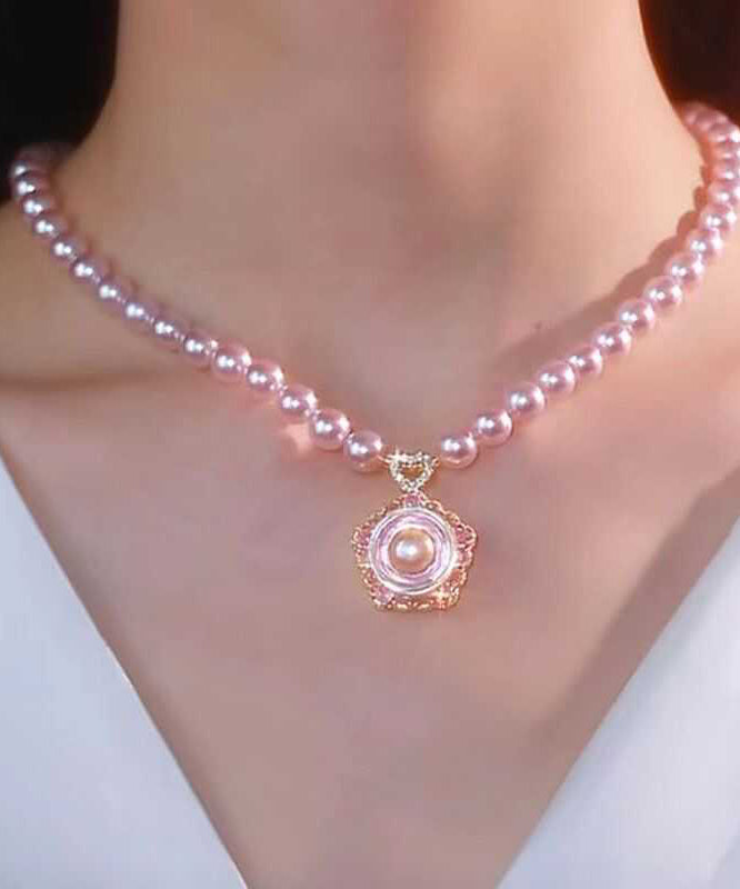 Necklace Alloy Original Pendant Design Pearl Pink