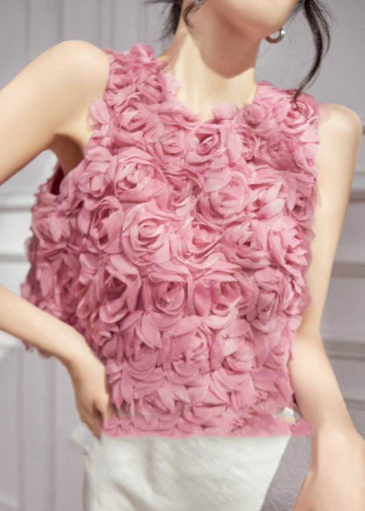 Design Vests Tulle Original Pink Floral Sleeveless