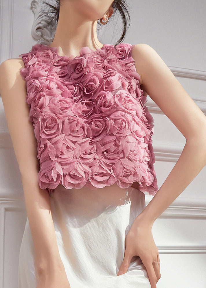 Design Vests Tulle Original Pink Floral Sleeveless