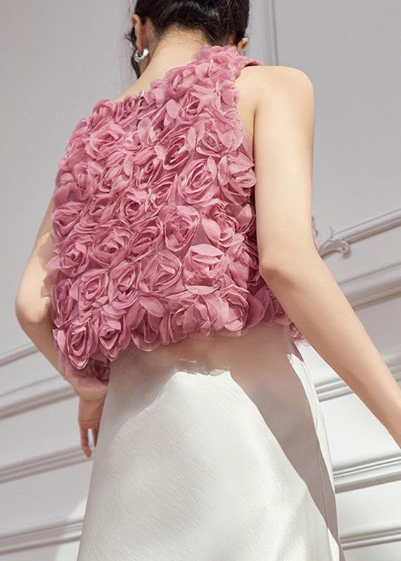 Design Vests Tulle Original Pink Floral Sleeveless