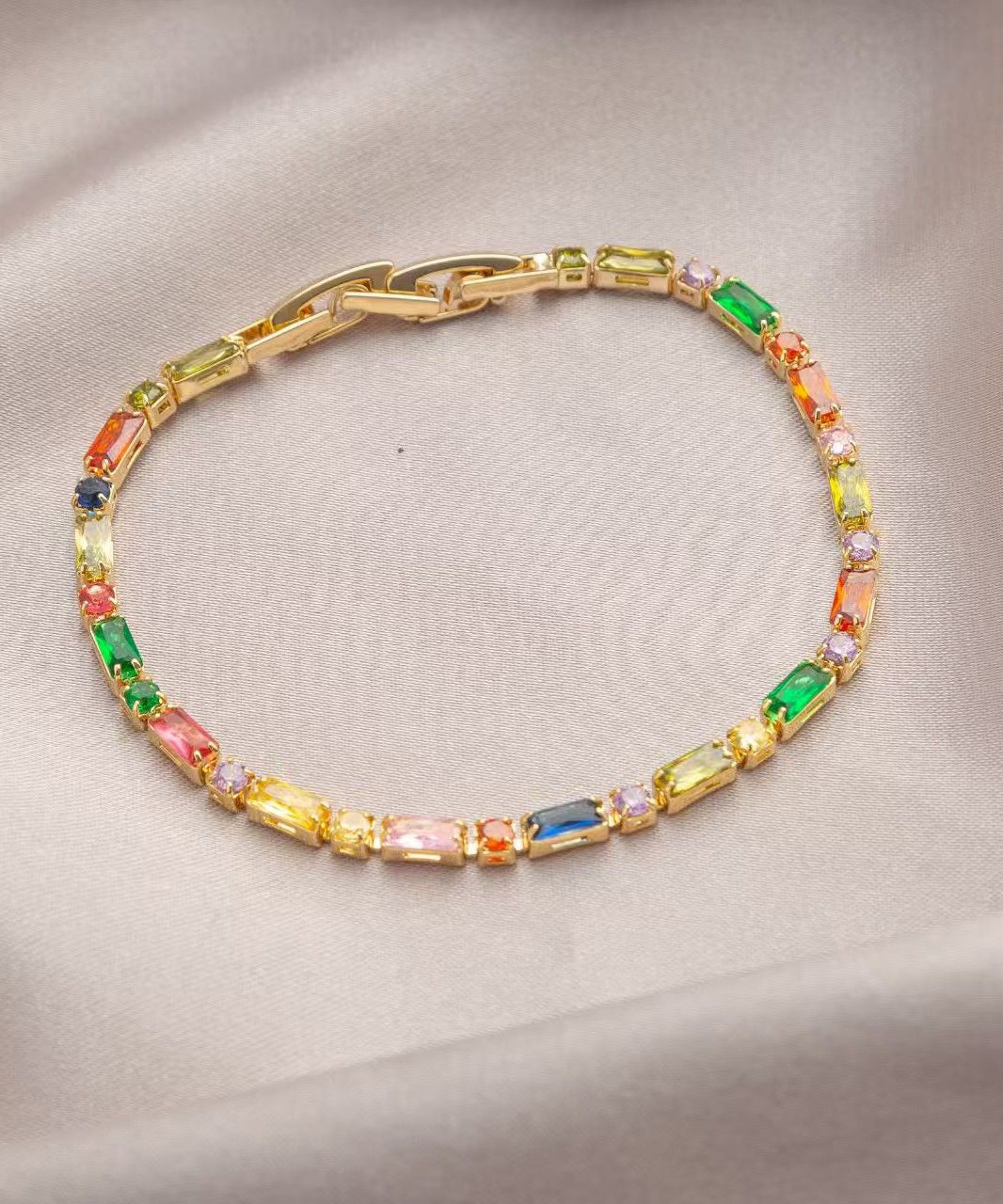 Overgild Bracelet Zirco Original Rainbow Chain Design
