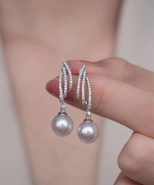 Pearl Earrings Design Sterling Silk Drop Zircon Silver Original