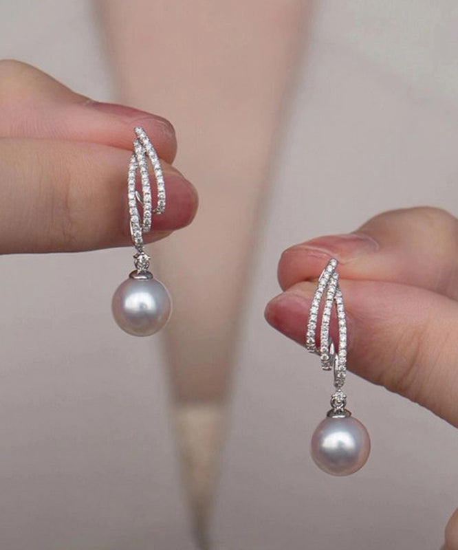 Pearl Earrings Design Sterling Silk Drop Zircon Silver Original