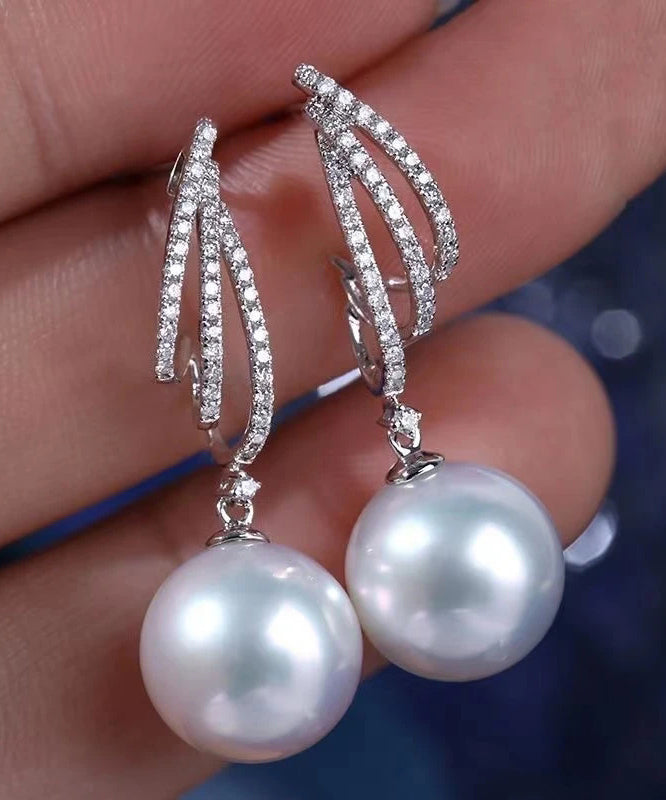 Pearl Earrings Design Sterling Silk Drop Zircon Silver Original