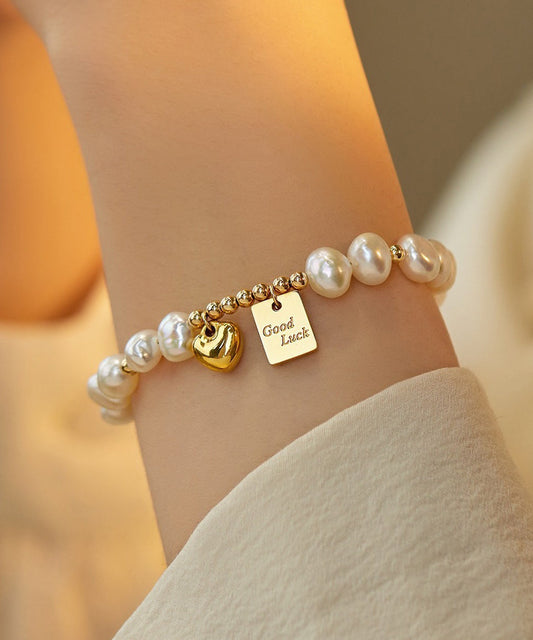White Pearl Bracelet Design Original Tassel Love Alloy Charm