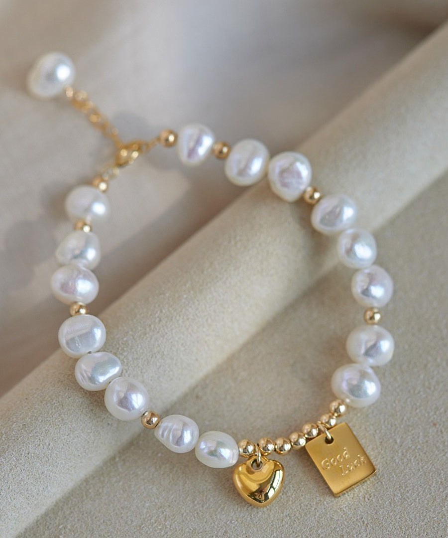 White Pearl Bracelet Design Original Tassel Love Alloy Charm