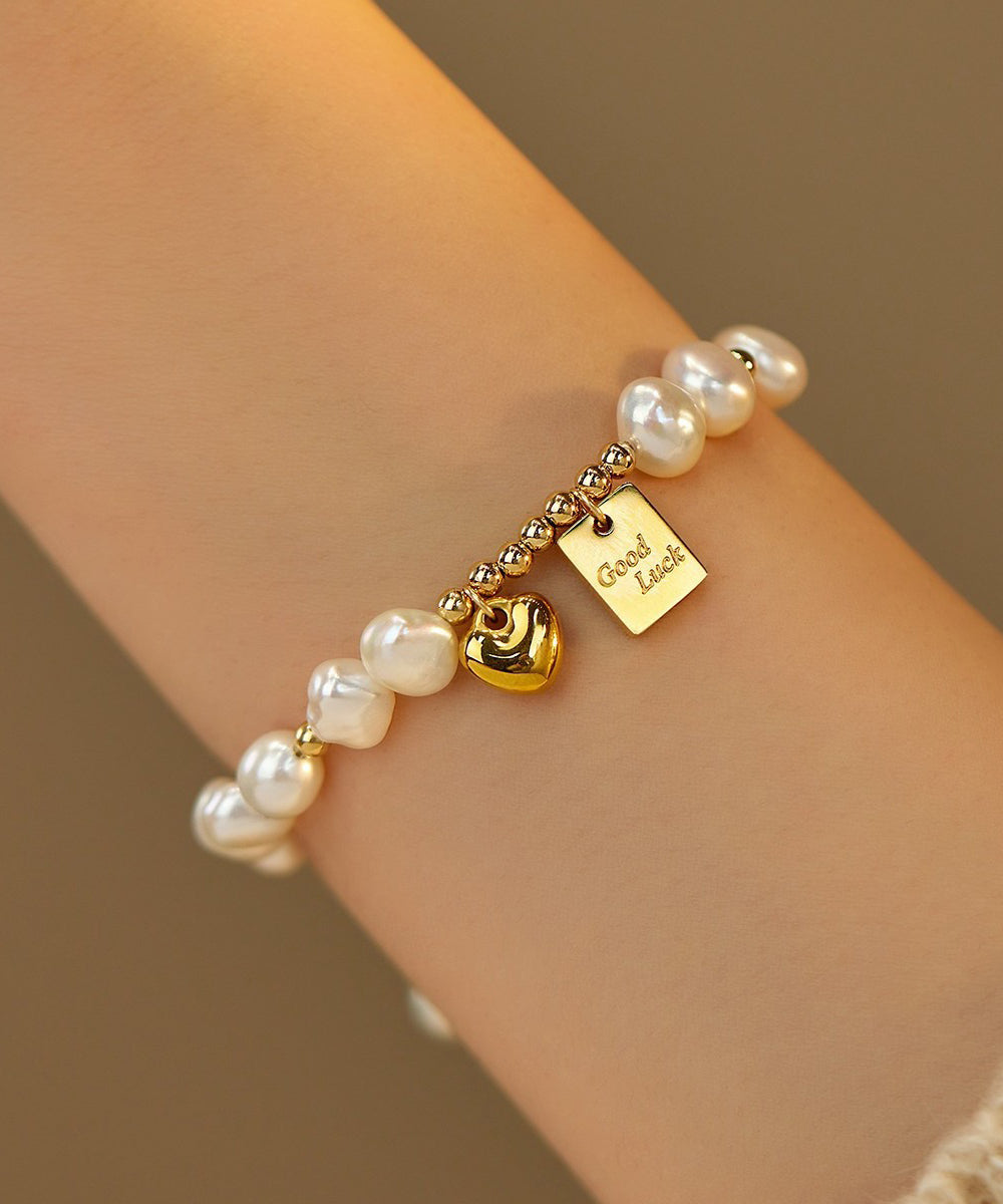 White Pearl Bracelet Design Original Tassel Love Alloy Charm