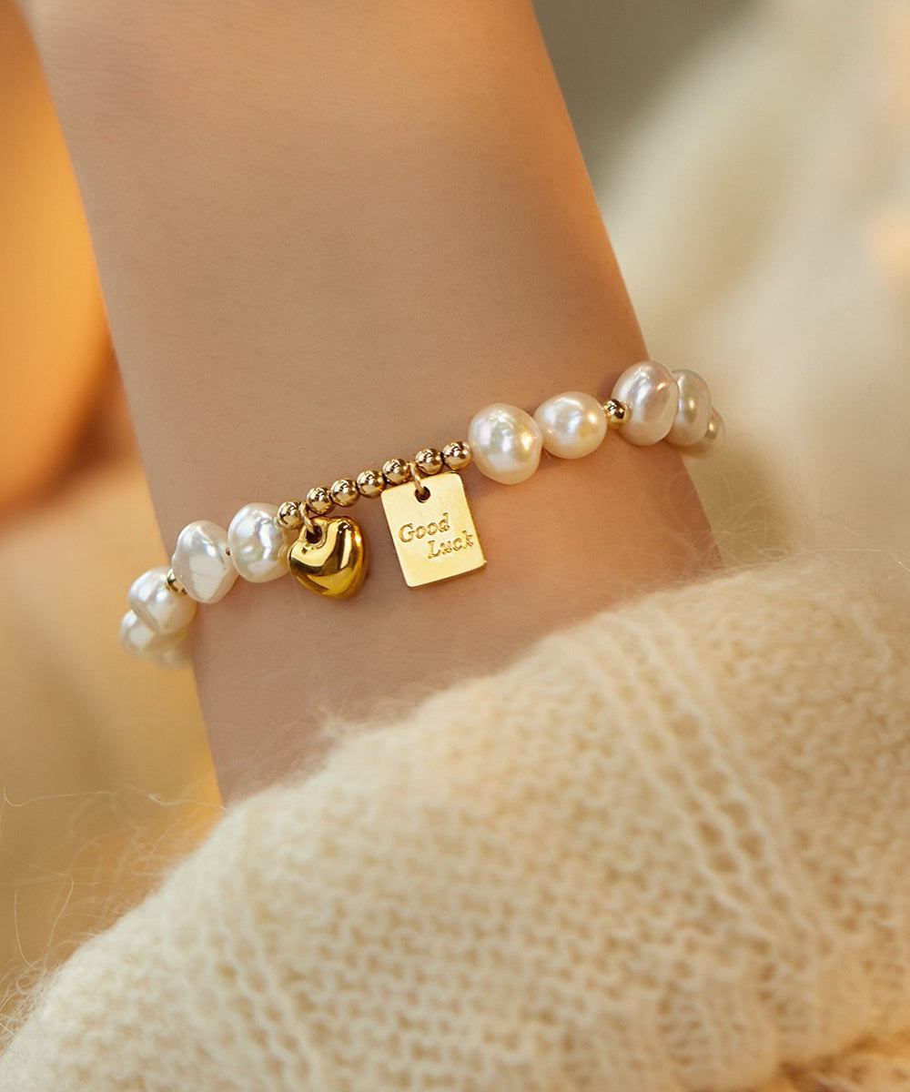 White Pearl Bracelet Design Original Tassel Love Alloy Charm