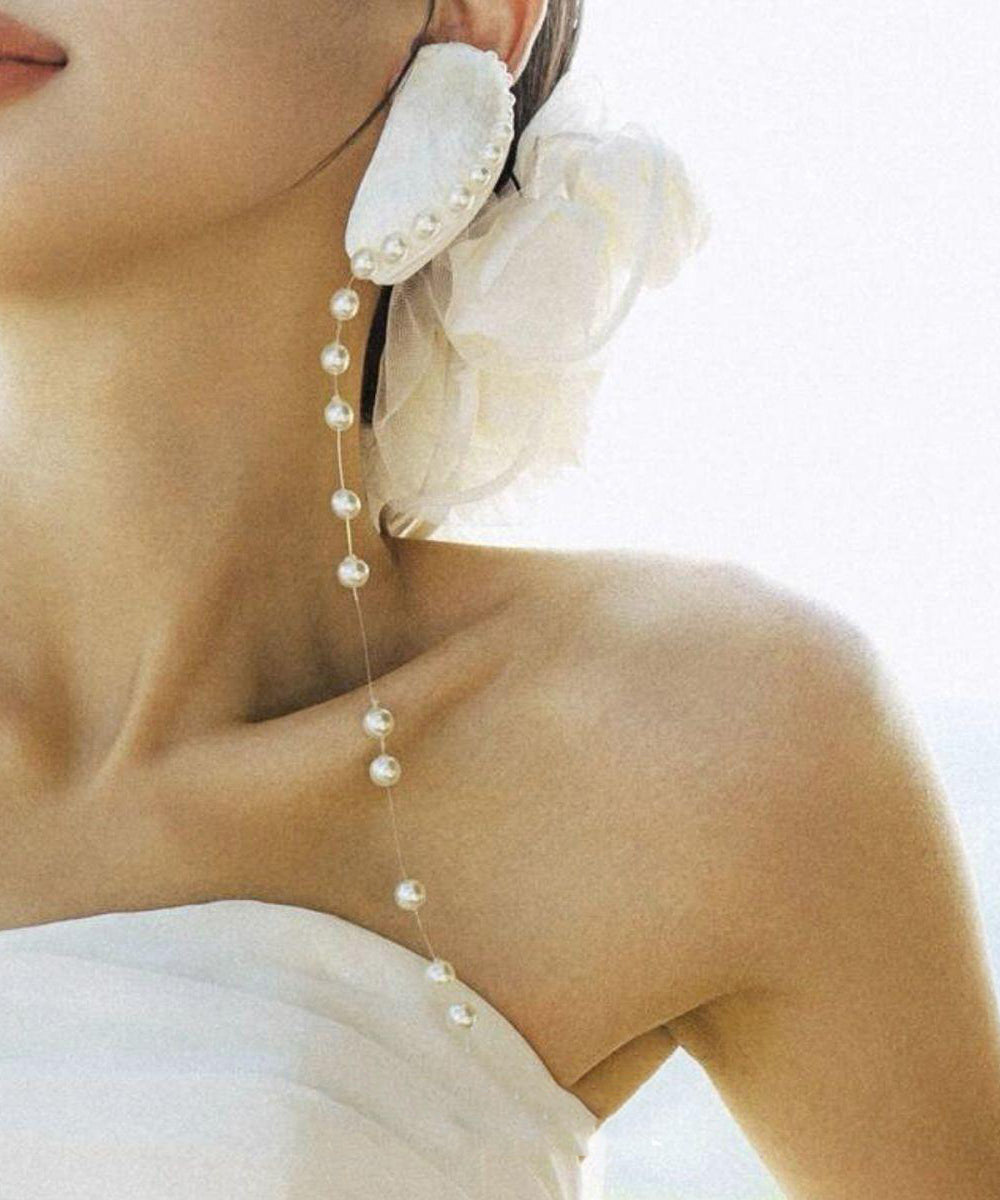 Original Drop White Tassel Alloy Design Shell Pearl Earrings