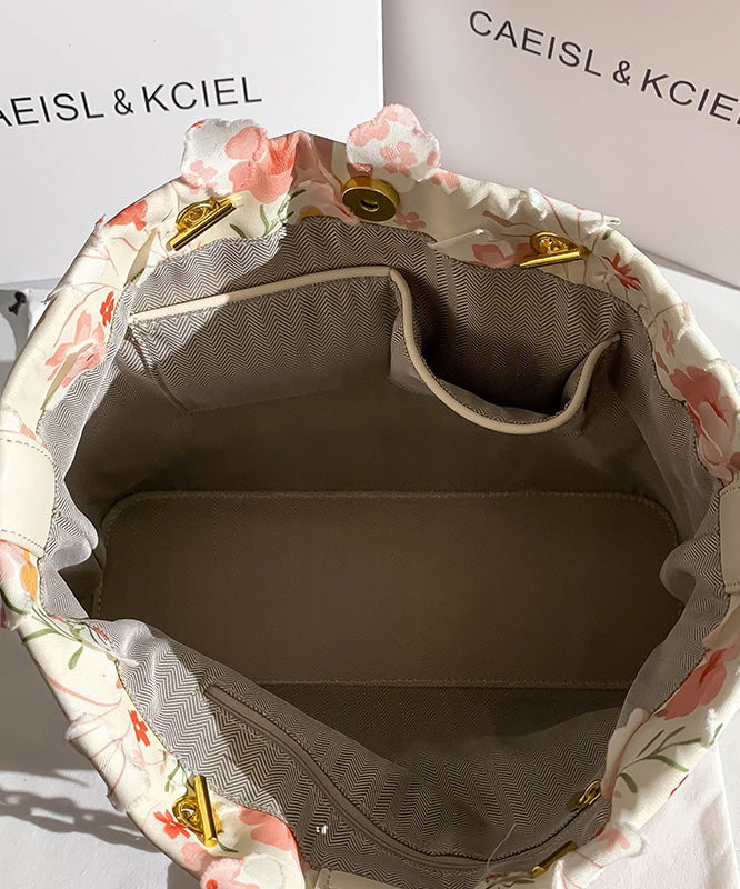 Original Leather White Design Pink Shoulder Faux Bag Flowers