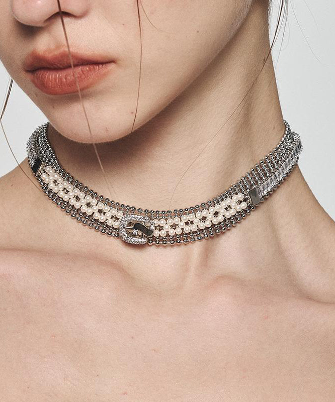 Collar Necklace Alloy Zircon Gold Original Pearl