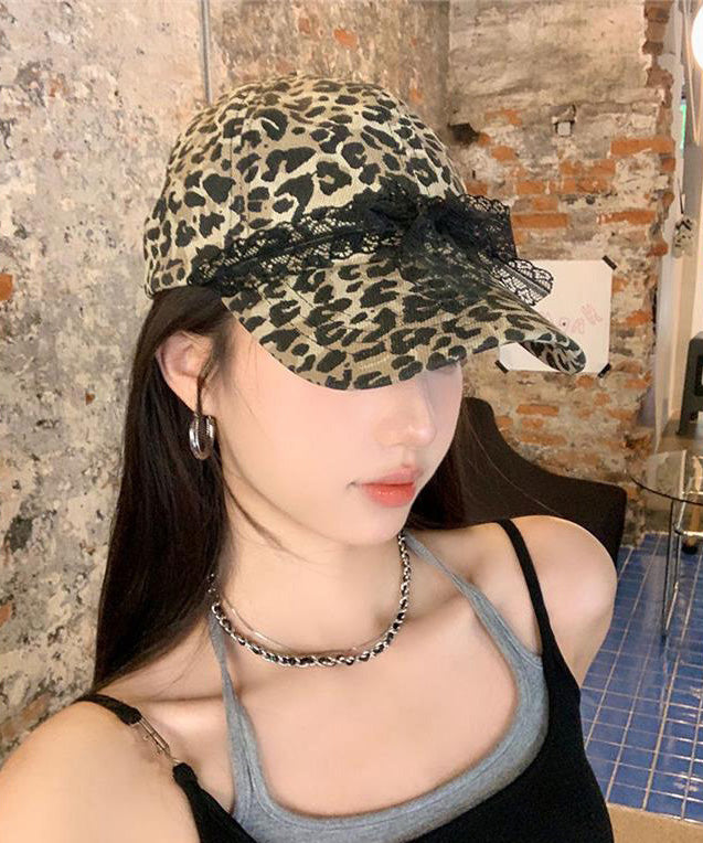 Leopard Baseball Print Cap Bow Lace Hat Original