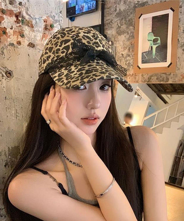 Original Print Baseball Leopard Cap Bow Lace Hat