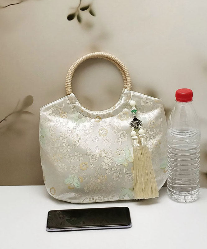 Chinese Tote Original Beige New Print Tassel Handbag