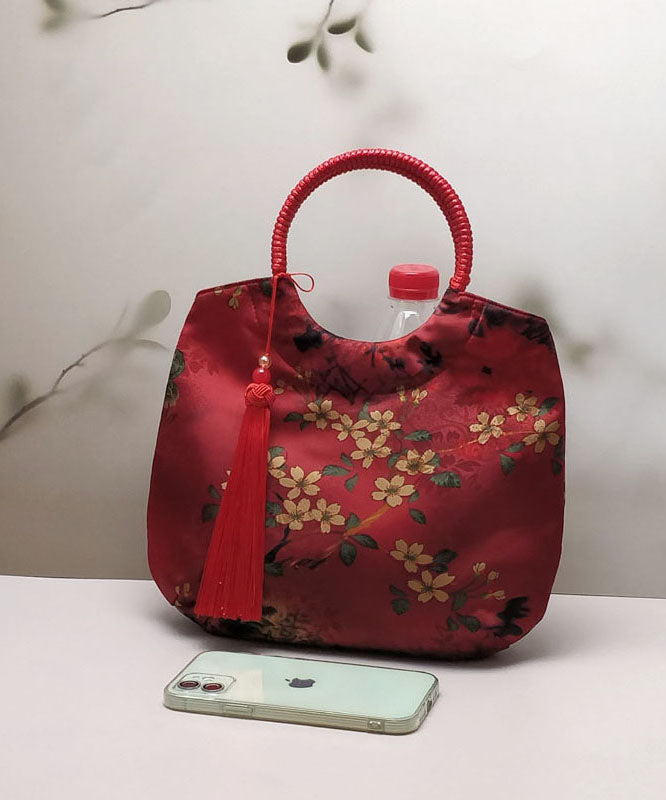 Chinese Tote Original Beige New Print Tassel Handbag