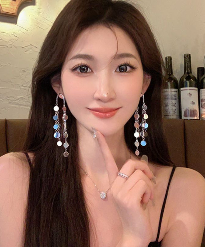 Drop Silk Alloy Sequins Tassel Earrings Original