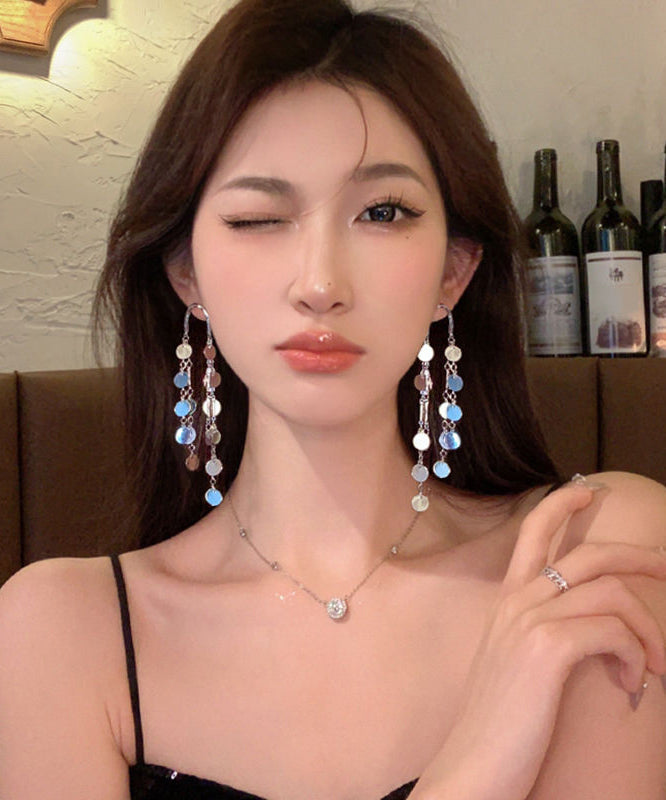 Drop Silk Alloy Sequins Tassel Earrings Original