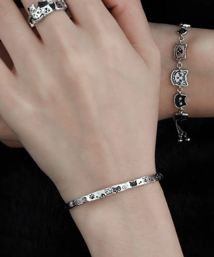 Little Original Copper Charm Graffiti Silk Cats Bracelet