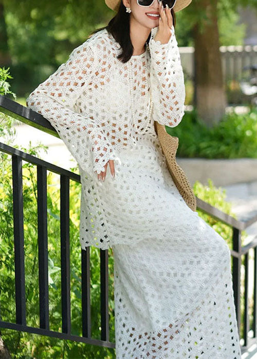 Fall Original Solid Hollow Two Set White Out Piece