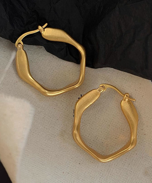 Gold Earrings Metal Hoop Oversize