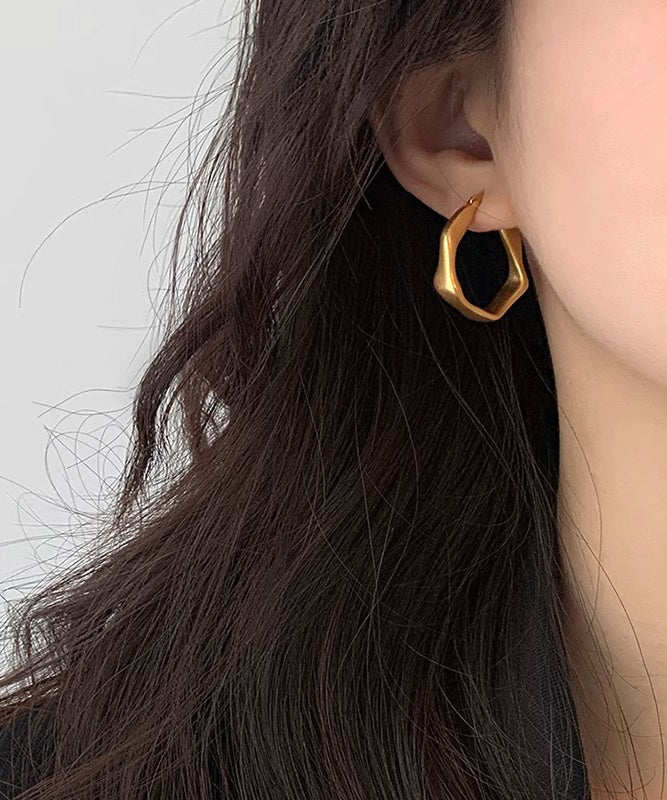 Gold Earrings Metal Hoop Oversize