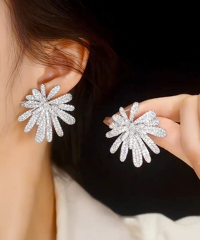 Stud Fireworks Oversize Zircon Earrings Copper Silk