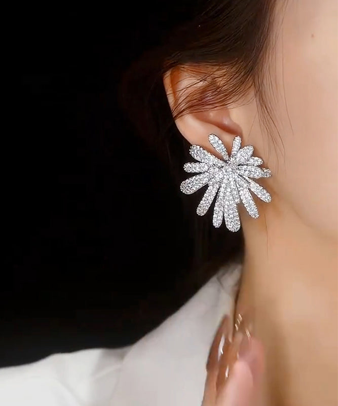 Stud Fireworks Oversize Zircon Earrings Copper Silk