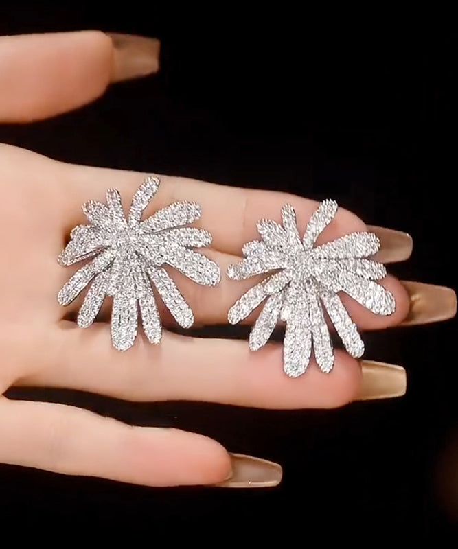 Stud Fireworks Oversize Zircon Earrings Copper Silk