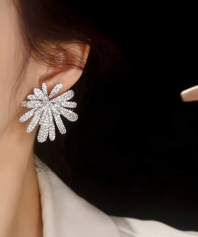 Stud Fireworks Oversize Zircon Earrings Copper Silk