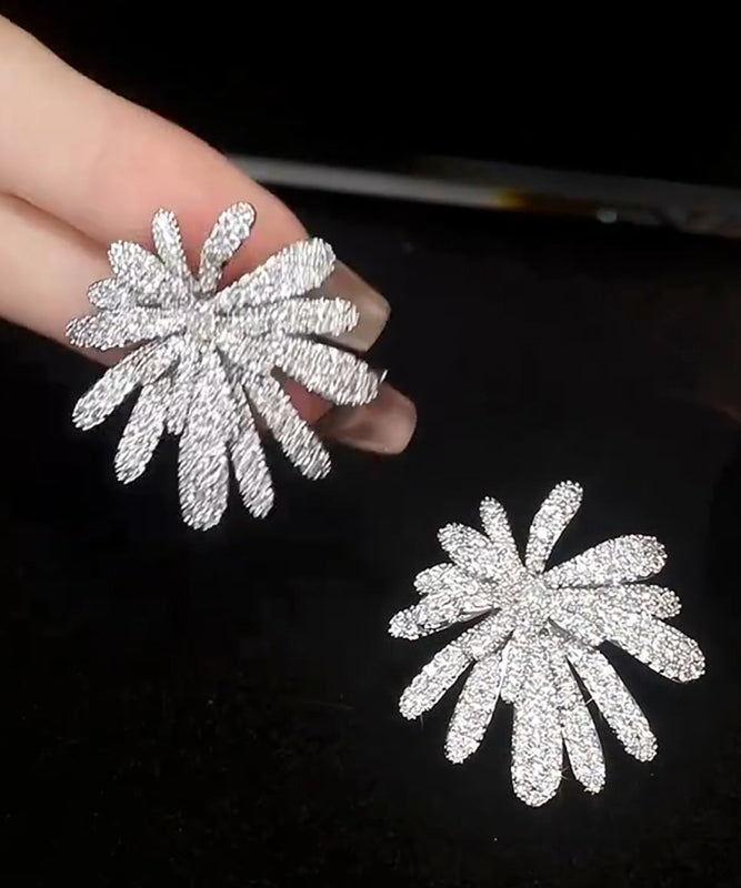 Stud Fireworks Oversize Zircon Earrings Copper Silk