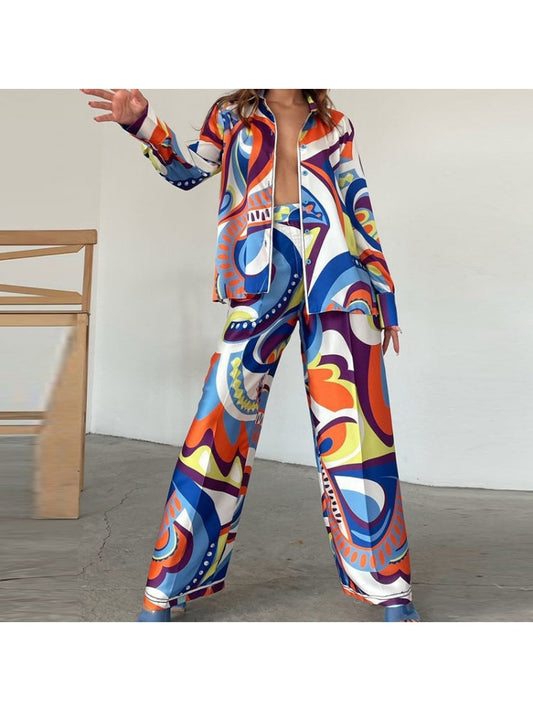 Ensemble haut à manches longues et pantalon ample à la mode AD419