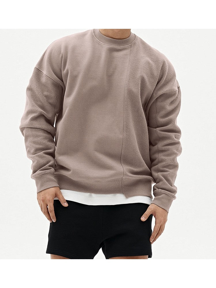 Loose Round Neck Pure Color Men's Versatile Sweater AD995