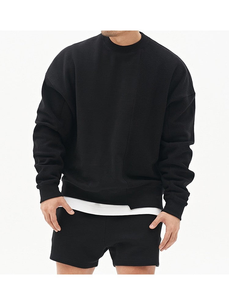 Loose Round Neck Pure Color Men's Versatile Sweater AD995