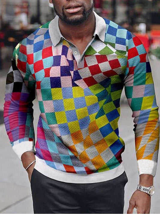 Polos à grille colorée pour hommes AD167