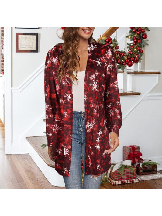 Christmas Printing Cardigan Coats For Women AD080