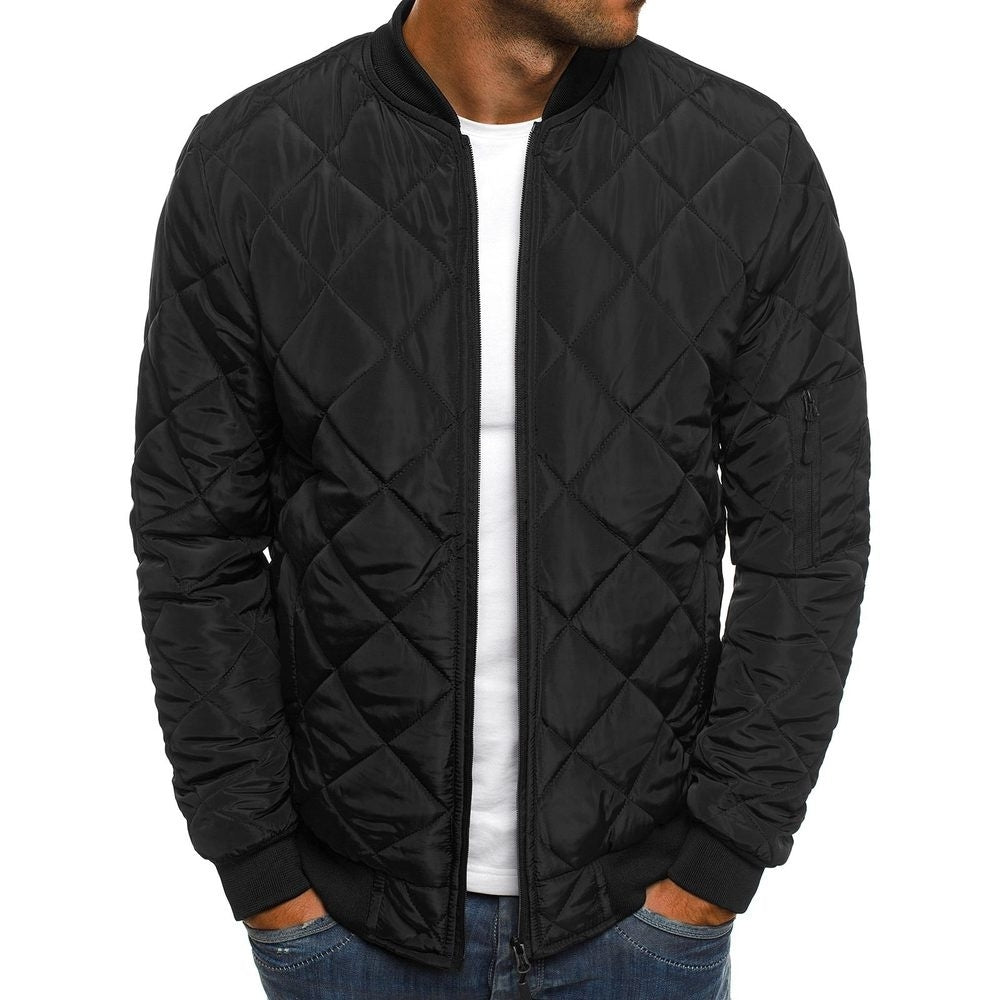 Rhombus Lattice Black Spring Down Coats For Men AA128