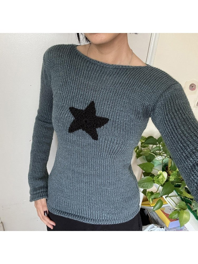 Fall Flare Sleeve Star Pullover Sweaters ZQ113