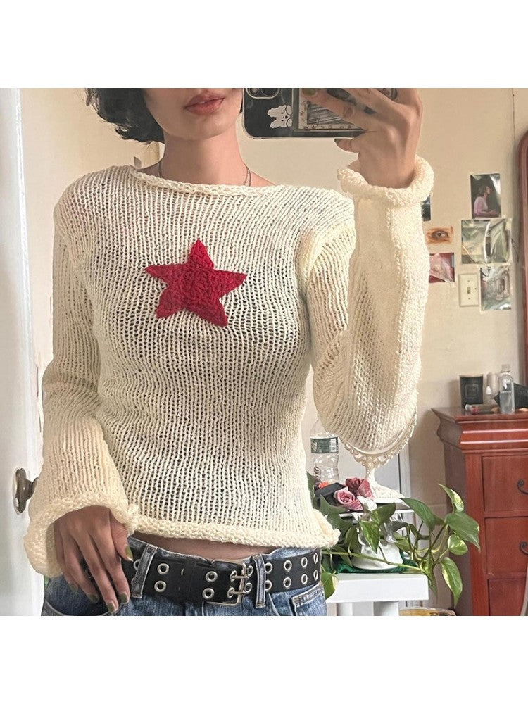 Fall Flare Sleeve Star Pullover Sweaters ZQ113