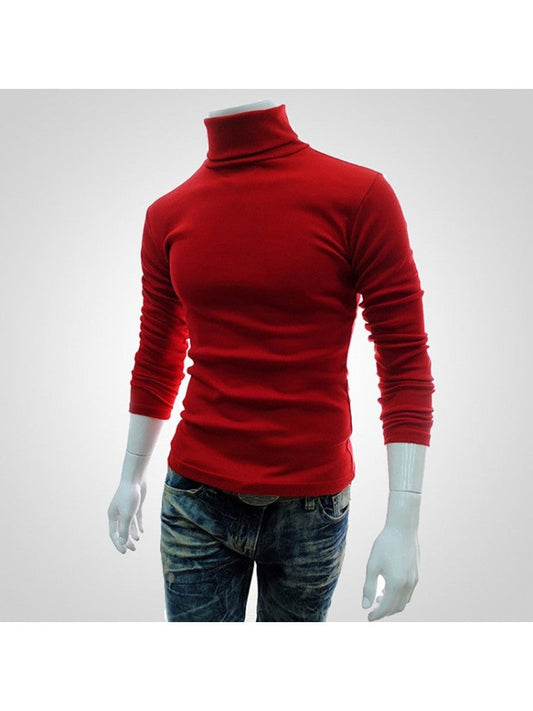 T-shirt à manches longues uni à col roulé en modal pour homme ZN155