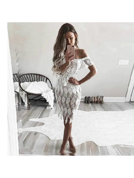 Off The Shoulder White Ladies Party Dress ZN9