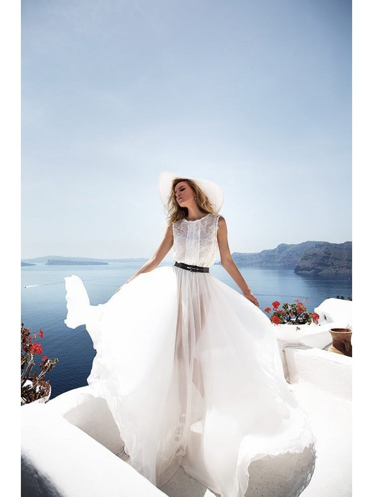 2022 New Round Neck White Sleeveless Long Dress ZN31