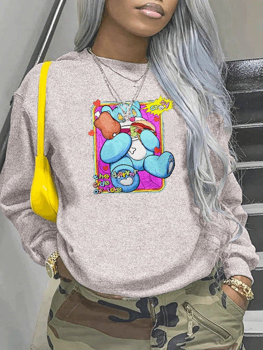 Grau Casual Damen Pullover Grafik Looe Sweatshirts ZN3