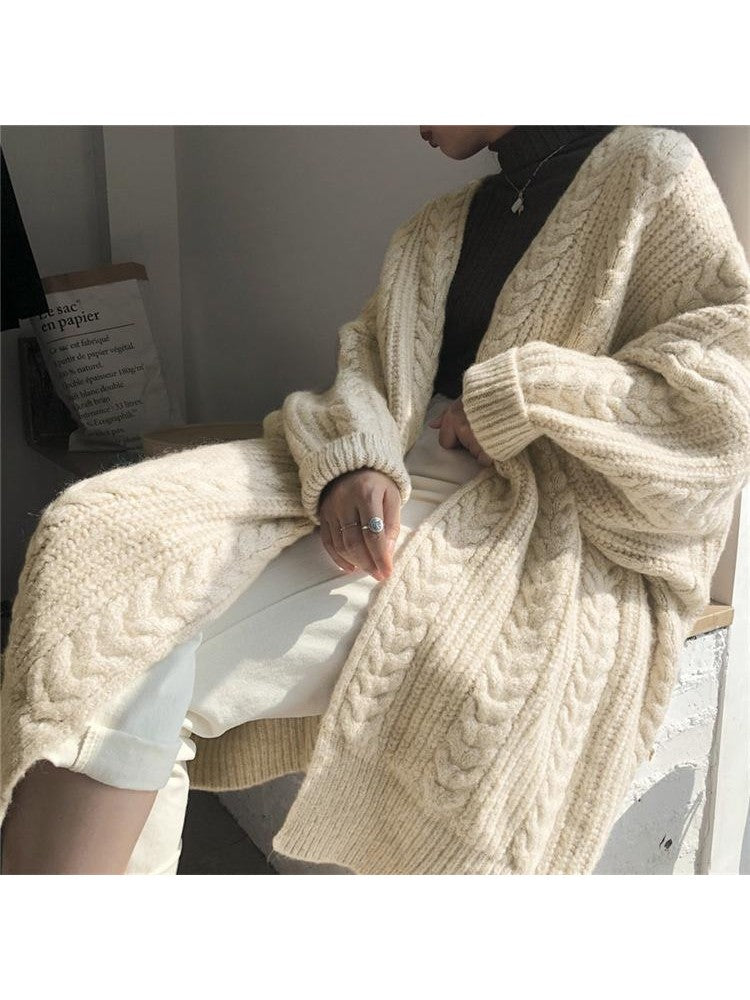 Cozy Plain Long Cardigan Sweater Coats AD936