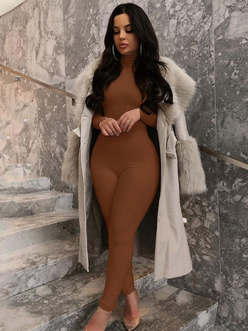 Neuer einfarbiger Fitness-Overall mit langen Ärmeln AD286