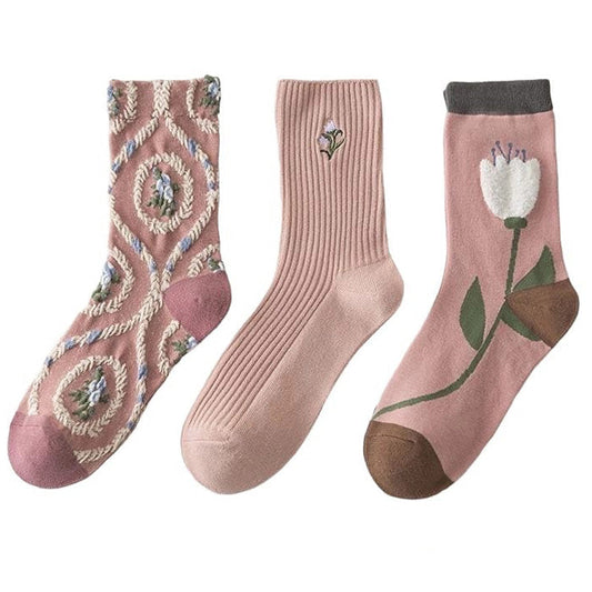 Pink Floral Socks