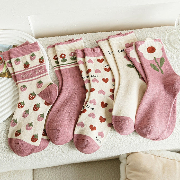 Sweet Pink Floral Socks